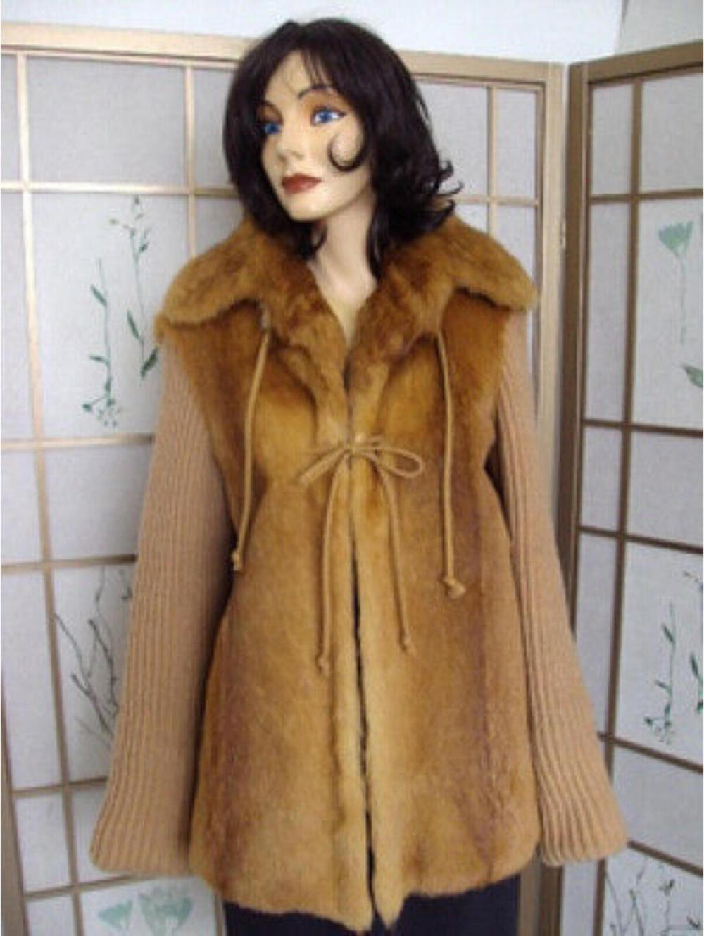 MINT RED FOX FUR & KNITTED JACKET WOMEN SZ 4